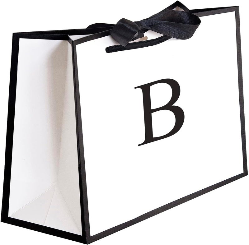 QLSKO Initial Gift Bag with Bow Ribbon Personalized Horizontal Paper Bag Monogrammed Birthday Gifts for Women Men (B-Small) - Image 1